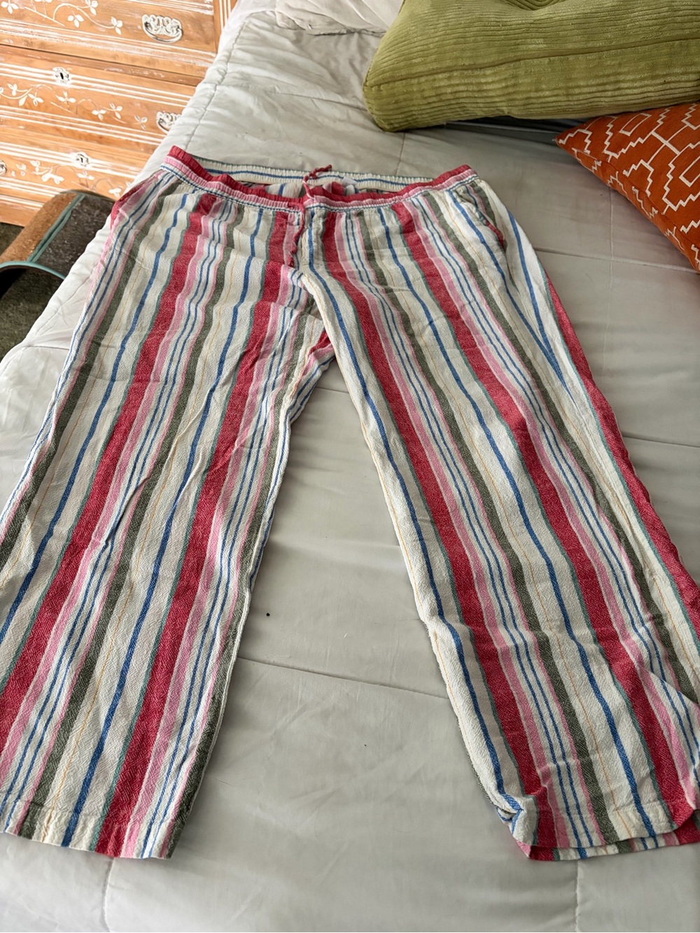 Old Navy Striped Wide Leg Pants in Red, Blue, Cream, green